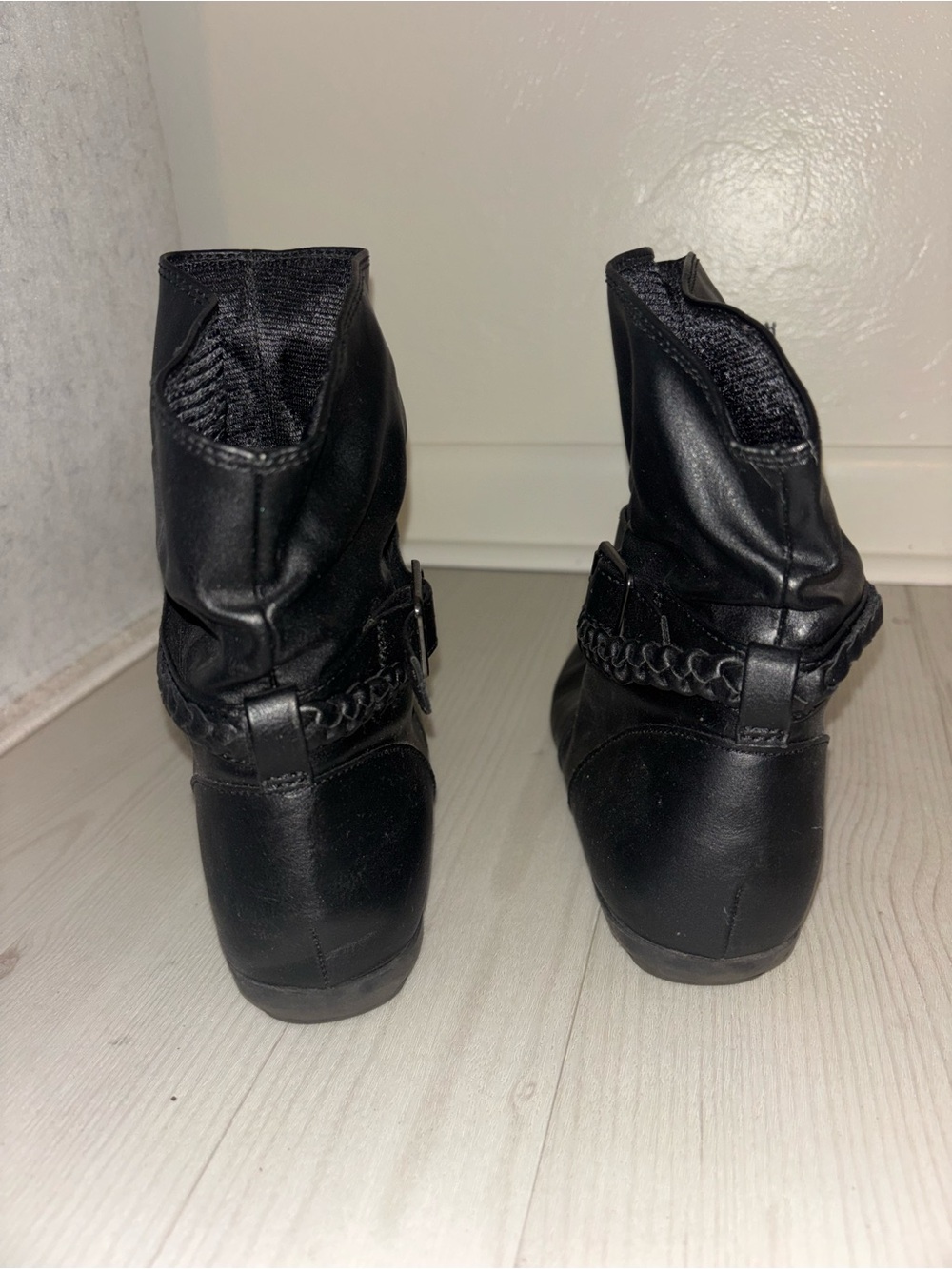 American Eagle Outfitters Black Braided Strap Ankle Booties